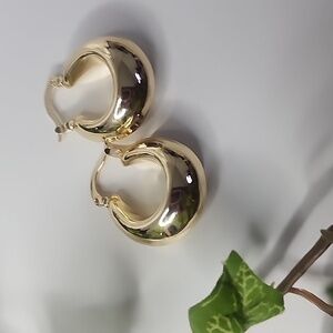 18k Gold Filled Basket Hollow Hoop Earrings New